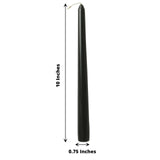 12 Pack | Black 10inch Premium Wax Taper Candles, Unscented Candles