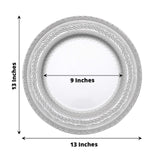 6 Pack | 13inch Silver Boho Lace Embossed Acrylic Plastic Charger Plates