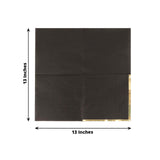 50 Pack 2 Ply Soft Black With Gold Foil Edge Dinner Paper Napkins, Wedding Cocktail