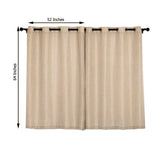 2 Pack | Handmade Beige Faux Linen Curtains 52x64inch Curtain Panels With Chrome Grommets