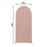 5ft Blush Rose Gold Shimmer Spandex Chiara Backdrop Stand Cover For Fitted Round Top Wedding Arch