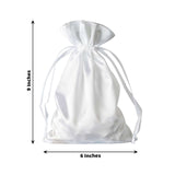 12 Pack | 6inch x 9inch White Satin Drawstring Wedding Party Favor Gift Bags