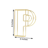 8" Tall - Gold Wedding Centerpiece - Freestanding 3D Decorative Wire Letter - P