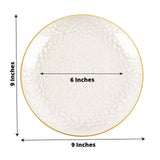 10 Pack Clear Hammered Disposable Dinner Plates With Gold Rim, 9inch Round10 Pack Clear Hammered Dis