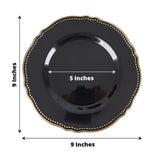 10 Pack | 9inch Black / Gold Scalloped Rim Disposable Dinner Plates