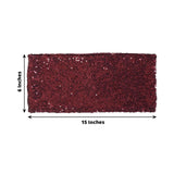 5 Pack | Burgundy 6inch x 15inch Sequin Spandex Chair Sashes, Stretch Fitted Chair Sashes