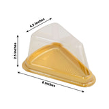 50 Pack | Gold/Clear Plastic Cake Slice Favor Containers, Triangle Party Boxes