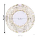 25 Pack | 13inch Gold / White Vintage Style Paper Charger Plates