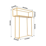 48inch Gold Heavy Duty Metal Floral Arrangement Tabletop Display Rack, Tall Rectangular Centerpiece