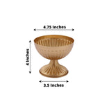 2 Pack | 4inch Gold Metal Ribbed Bowl Style Flower Table Pedestal Vase, Antique Mini Compote Vase