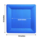 10 Pack | 13inch Royal Blue Textured Disposable Square Charger Plates