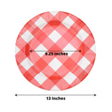 10 Pack | 13inch Red / White Buffalo Plaid Disposable Charger Plates