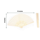 5 Pack Ivory Asian Silk Folding Fans Party Favors, Oriental Folding Fan Favors