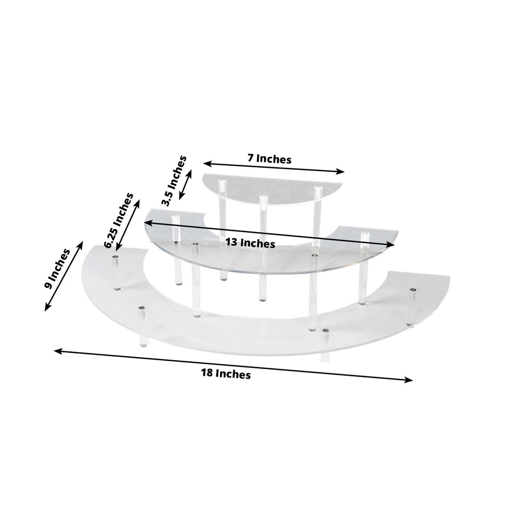 3 Acrylic Half-Moon Display Risers | TableclothsFactory