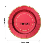 25 Pack | 13inch Burgundy Sunray Heavy Duty Paper Charger Plates, Disposable Serving Trays