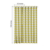 White/Yellow Chevron Design Thermal Blackout Curtains With Chrome Grommet Window Treatment Panels