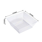 12 Pack | 10oz Clear Sleek Square Plastic Bowls, Disposable Bowls