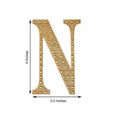 4inch Gold Decorative Rhinestone Alphabet Letter Stickers DIY Crafts - N