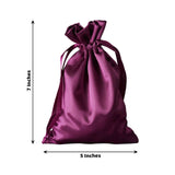 12 Pack | 5x7inch Eggplant Satin Drawstring Wedding Party Favor Gift Bags