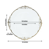 20 Pack Clear Gold Economy Plastic Serving Plates with Embossed Baroque Rim, 13inch Round