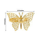 4 Pack | Gold Metal Butterfly Napkin Rings, Decorative Laser Cut Cloth Napkin Holders