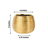 4 Pack | 3inch Gold Textured Ceramic Indoor Planters Pots, Round Brushed Flower Vases