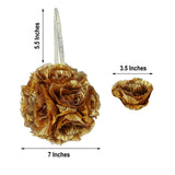 2 Pack | 7inch Gold Artificial Silk Rose Flower Ball, Silk Kissing Ball