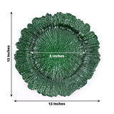 6 Pack 13inch Hunter Emerald Green Round Reef Acrylic Plastic Charger Plates, Dinner Charger Plates