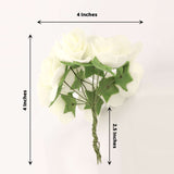 48 Roses | 1Inch Ivory Real Touch Artificial DIY Foam Rose Flowers With Stem, Craft Rose Buds