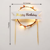 LED Light Up Wreath Happy Birthday Banner Cake Topper, Blinking Cake Decoration