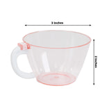 25-Pack Disposable Plastic Coffee Cups with Handles - 6oz Transparent Blush Hard Tea Mugs