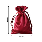 12 Pack | 4x6inch Burgundy Satin Drawstring Wedding Party Favor Gift Bags