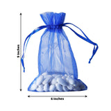 10 Pack | 6x9inches Royal Blue Organza Drawstring Wedding Party Favor Bags