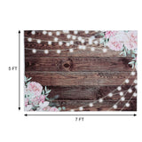 5ftx7ft Rustic Wood & String Lights Print Vinyl Photography Backdrop