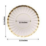 50 Pack | 3.5inch White / Gold Scalloped Rim Mini Paper Party Plates