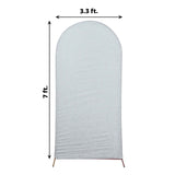 7ft Silver Shimmer Tinsel Spandex Chiara Backdrop Stand Cover For Fitted Round Top Wedding Arch