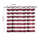 White/Burgundy Cabana Stripe Thermal Blackout Curtains With Chrome Grommet Window Treatment Panels