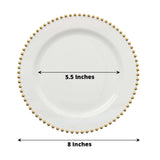 10-Pack Black Plastic Dessert Plates – 8" Round with Gold Beaded Rim, Disposable for Parties & Event