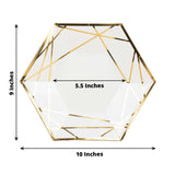 25 Pack | 9inch White / Gold Hexagon Dinner Paper Plates, Geometric Disposable Party Plates