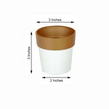 3 Pack | 3inch White Gold Rimmed Small Flower Plant Pots, Indoor Decorative Planters