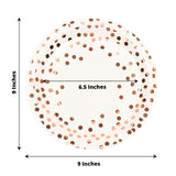 25 Pack | 9inch White Metallic Rose Gold Polka Dot Dinner Paper Plates