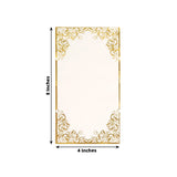 50-Pack Paper Dinner Napkins White with Gold Foil Lace Design 2 Ply - European Style Napkins for Parties 8"x4"