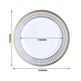 10 Pack White Renaissance Plastic Party Plates With Gold Navy Blue Chord Rim