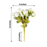 3 Pack | 13inch White Real Touch Silk Rose Bud Flower Bridal Bouquets, Bush Arrangements