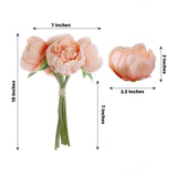 5 Flower Head Peach Peony Bouquet | Artificial Silk Peonies Spray