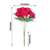 2 Bushes | 18inch Real Touch Red Artificial Rose Flower Bouquet, Silk Long Stem Flower Arrangements