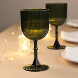 12 Pack Hunter Emerald Green Ribbed Reusable Plastic Wine Goblets