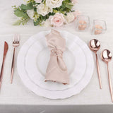 Glossy Blush/Rose Gold Heavy Duty Plastic Silverware Spoons, Premium Disposable Flatware Cutlery