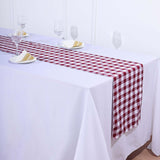 Buffalo Plaid Table Runner | Burgundy / White | Gingham Polyester Checkered Table Runner