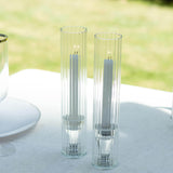 2 Pack Clear Ribbed Candle Holder Glass Shades With Open Ends